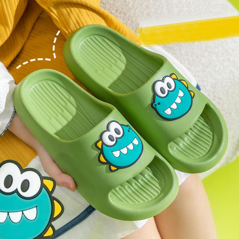 Cartoon Dinosaur Slippers Men and Women Summer Thick Bottom Solid Color Soft Slippers Bathroom Non-slip Slippers Outdoor Light Slippers