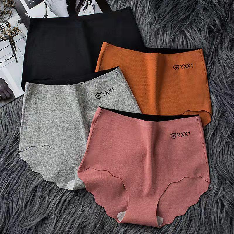 4PCS Plus Size Ladies Sexy Briefs Pure Cotton Antibacterial Panties High Waist Seamless Adult Abdominal Hip Lift Seamless Panties for Ladies