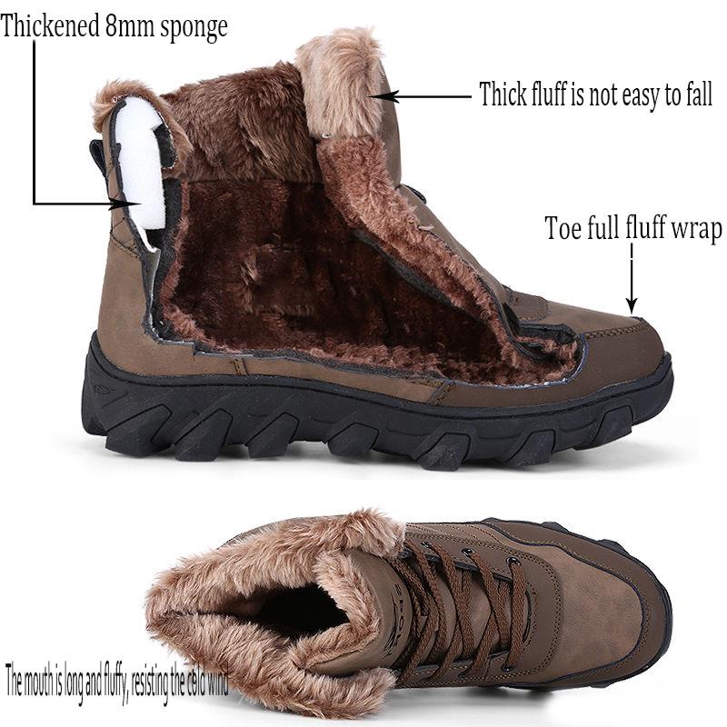 Snow Boots Men's Winter Warm Thick PlushShoes Waterproof Outdoor Men's Cotton Boots Size 38-48