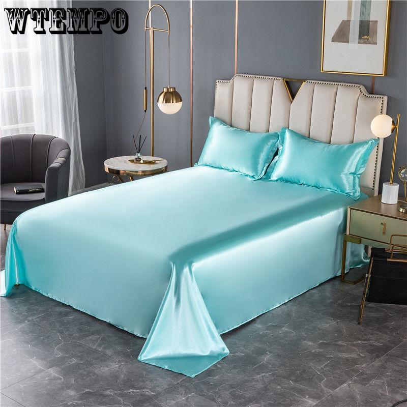 1.8m/2m Queen King Bed Sheet Summer Washable Ice Silk Sheets Silky Bedding