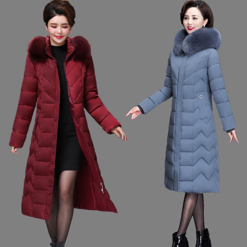 Winter Coat Women's Long Over-the-knee Plus Size Thin Padded Jacket Padded Down Padded Jacket To Keep Warm In Winter