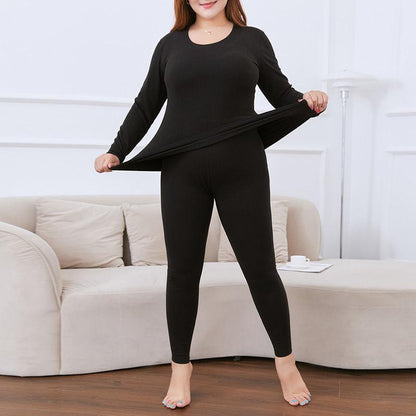 Non-marking Thermal Underwear Winter Self-heating Plus Size Pajamas Fat Autumn Clothes Long Trousers Double-sided Velvet Suit