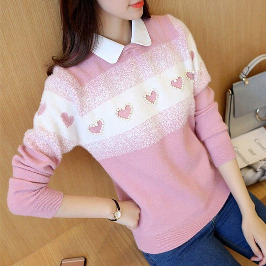 Autumn and Winter Short Sweater Pullover Knit Bottoming Shirt Loose Casual Women's Top