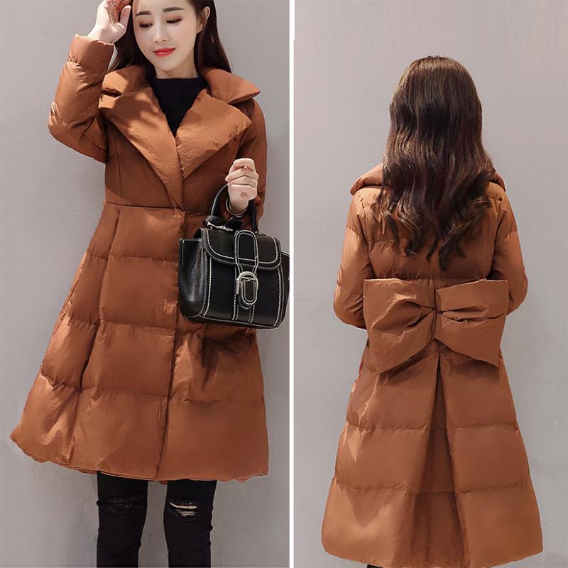 Women's Solid Color Down Jacket Mid-length Down Jacket Winter Korean Style Loose Coat Warm Stand-collar Down Jacket Quilted Jacket