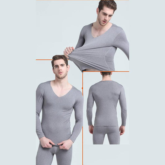 Men Winter Thermal Underwear V-neck Male  Autumn Clothes Tight Suit Thicken Windproof Comfortable Soft Lining Long Sleeve High Elasticity Slim