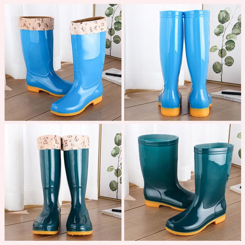 Medium Tube Rain Boots Rain Boots Waterproof Shoes Rubber Shoes Overshoes Water Boots Women Fashion Adult Non-slip High Tube Rain Boots