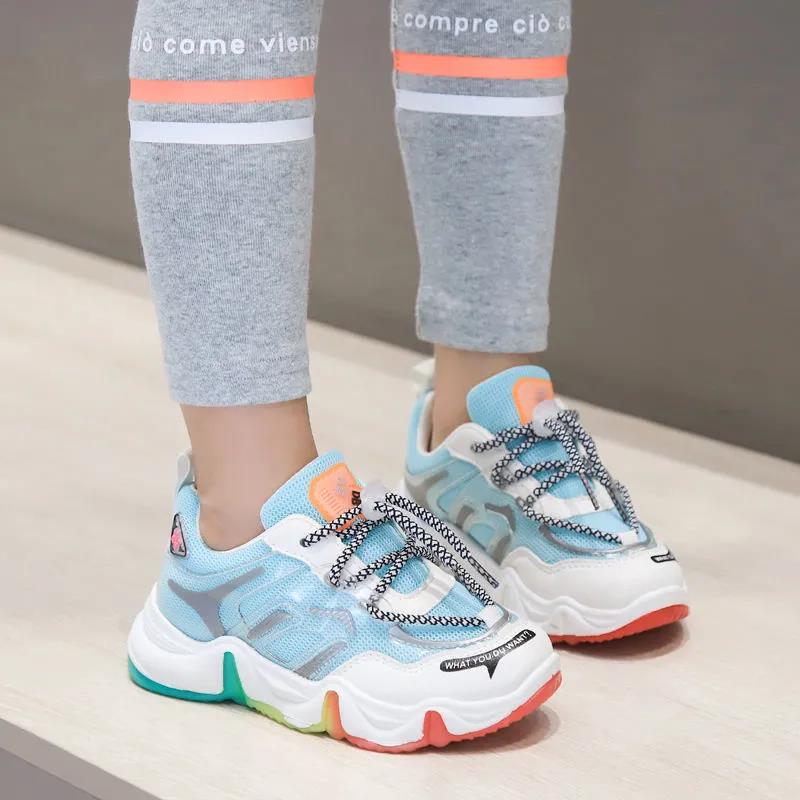 Rainbow Solid Bottom Children's Shoes Girls' Sports Shoes Boys' Net Shoes Children's Sneakers Breathable Student Casual Shoes Korean Version