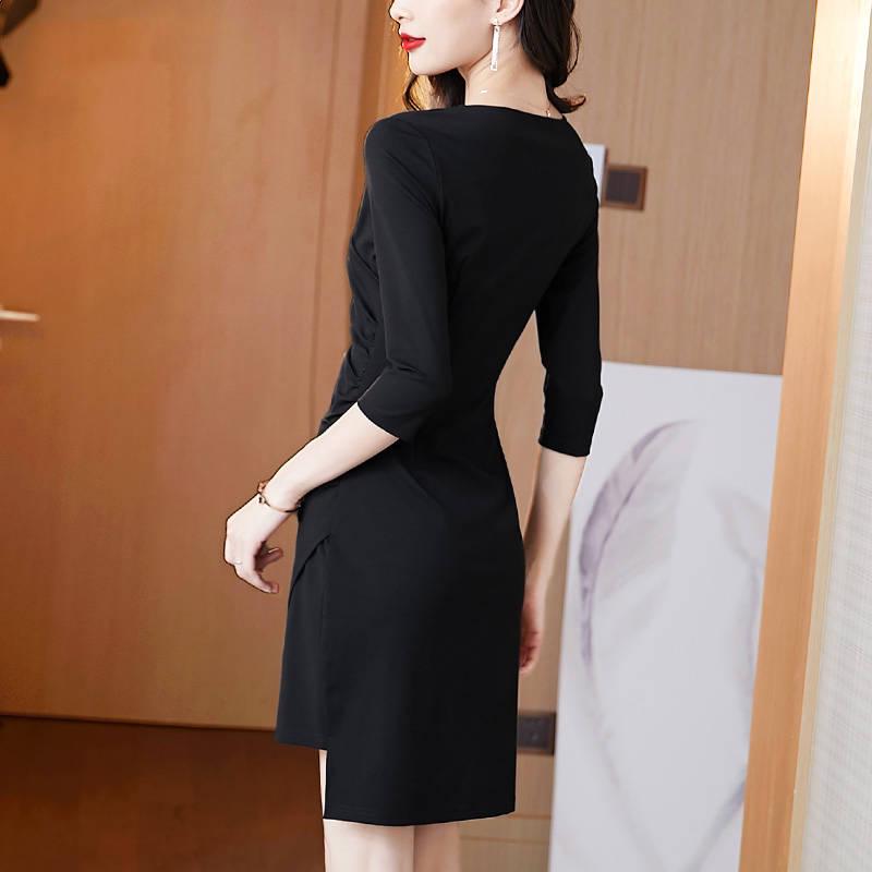 Summer Women V Collar Slim Long Sleeve Occupation Dress Temperament Occupation Tight Dress Vestidos