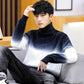 Men's Imitation Mink Velvet Turtleneck Sweater Korean Version of Slim Plus Velvet Thick Sweater Gradient Color Fuzzy Sweater