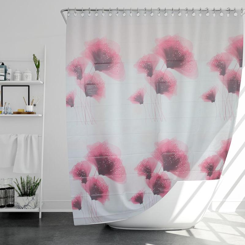 Printed Shower Curtain with Hooks Waterproof and Mildew-proof Sanitary Partition Shower Curtain