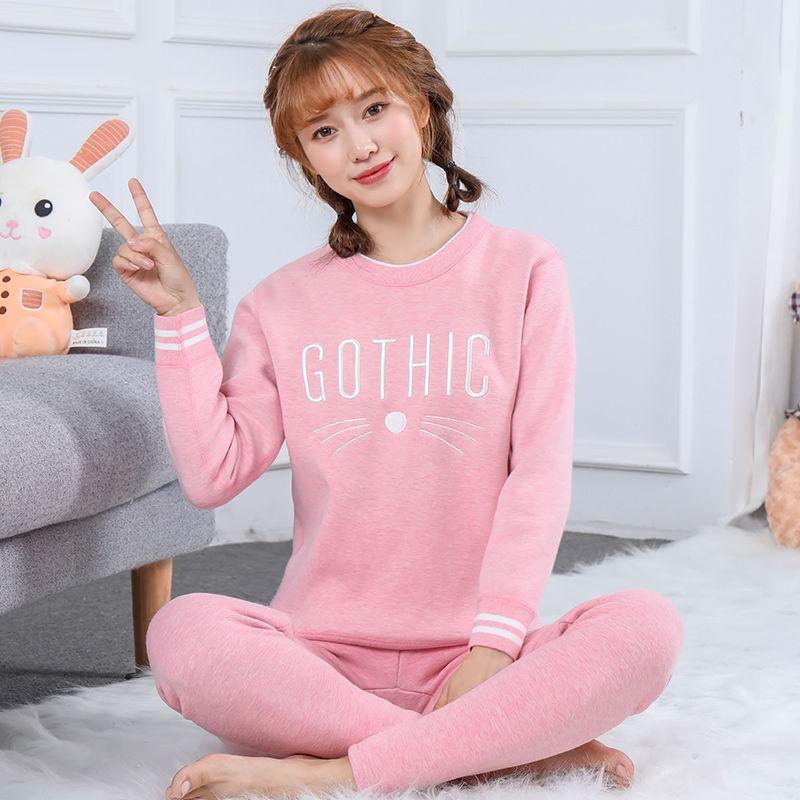 Women Warm Pajamas Thermal Underwear Homewear Winter Basic Set