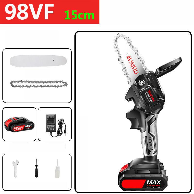 98VF Household Cordless Electric Chain Saw Set 15cm Wood Saw Logging Chainsaw Garden Tools  with Accessories