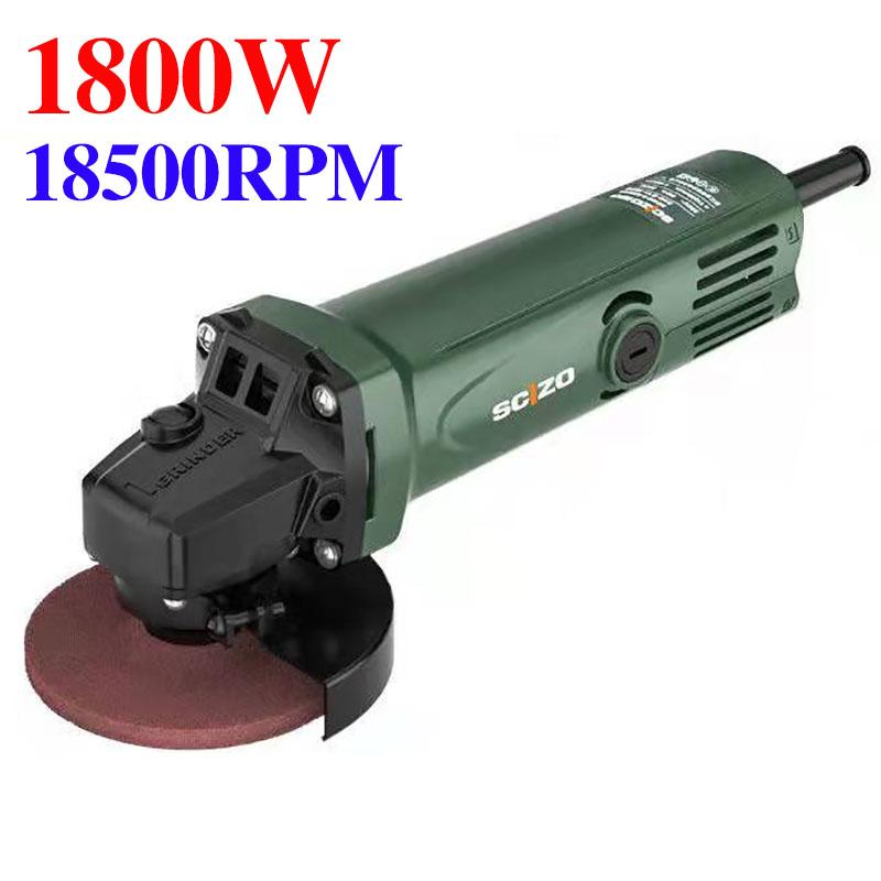 1800W 18500RPM Wired Angle Grinder Polisher Multi-function Electric Grinder  Handheld Cutting Machine