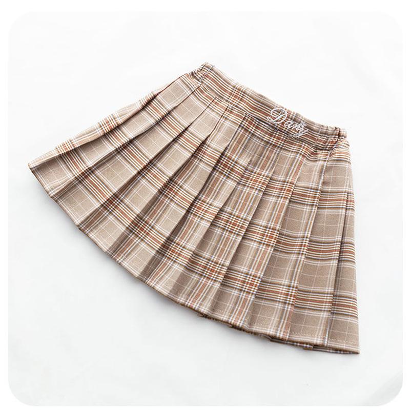 Girls' Pleated Skirt Korean High Waist Skirt Spring and Summer School Dress Embroidered Letter Children's Performance Skirt