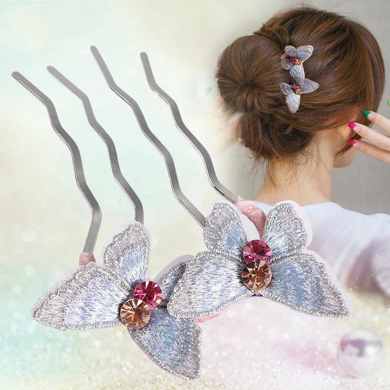 Maruko Hair Clip Headdress Butterfly Insert Comb Bridal Headdress Step Shake Insert Comb Hair Pin Hair Comb Women's Shiny Hairpi