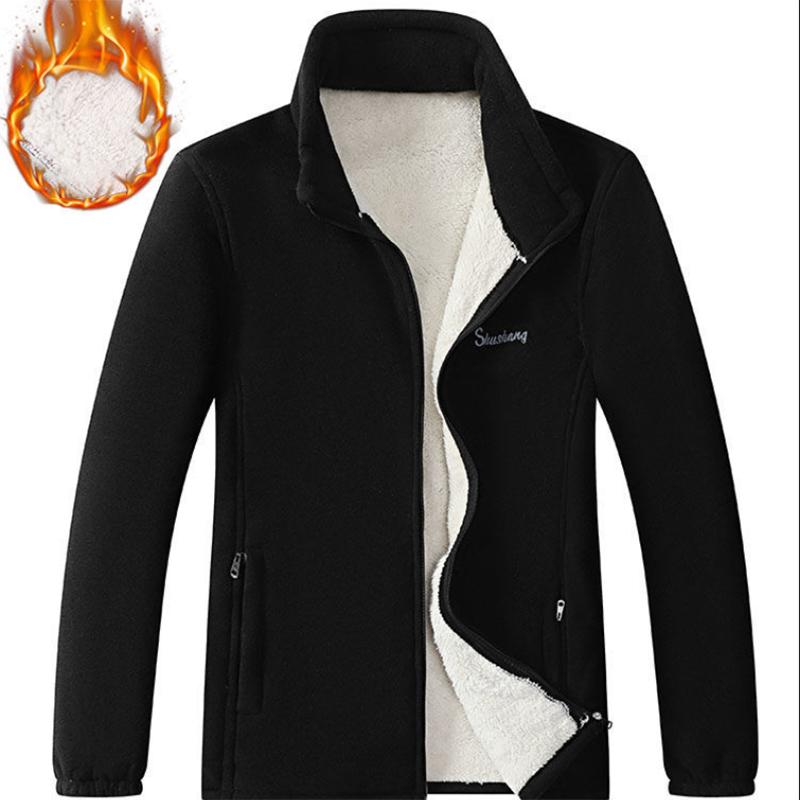 Lamb Cashmere Men's Autumn and Winter Jackets Korean Version Plush Thickened Warm Fleece Jacket Stand Collar Fleece Casual Jacket