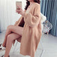 Autumn and Winter Casual Thick Sweater Knitted Cardigan Loose Top Mid-length Solid Color Women's Jacket