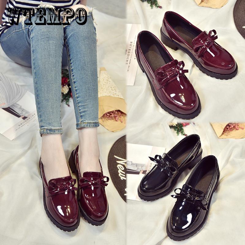 Oxfords Shoes Woman Brogue Shoes High Quality Leather Creepers British Style Buckle Strap Loafers