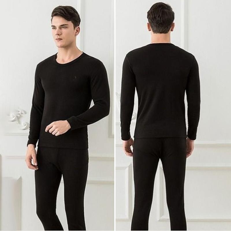 Men Winter Autumn Plus Velvet Thicken Thermal Underwear Tight Suit High Elasticity Wearable Comfortable Soft Lining O-neck Male Long Sleeve Breathable