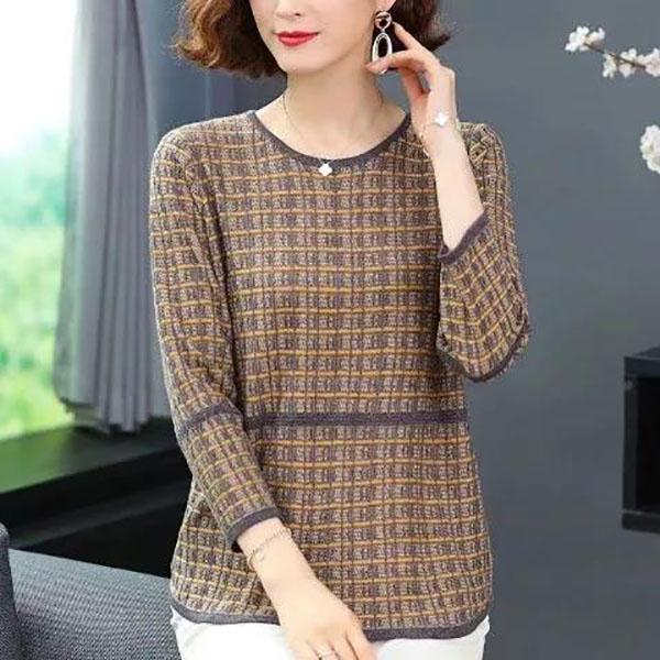 Spring Cutout Knitted Sweaters Women Casual Pullovers Boutique Long-sleeved Bottoming Shirts  Mom Wear