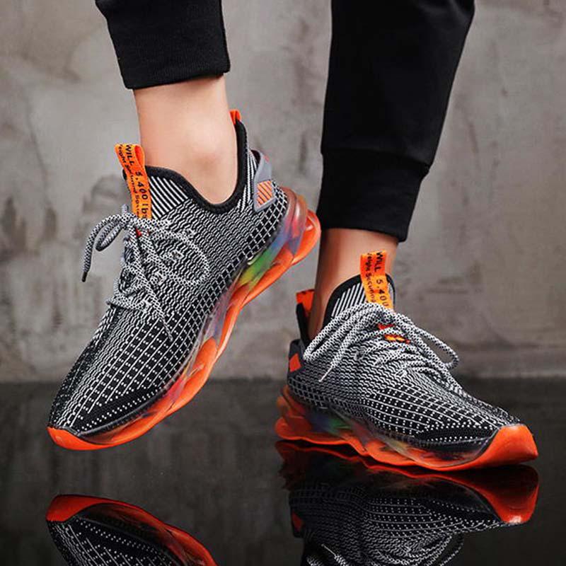 Plus Size 39-44 Men Flying Woven Mesh Sneakers Comfortable Breathable Running Basketball Shoes Shockproof Non-slip Blade Shoes