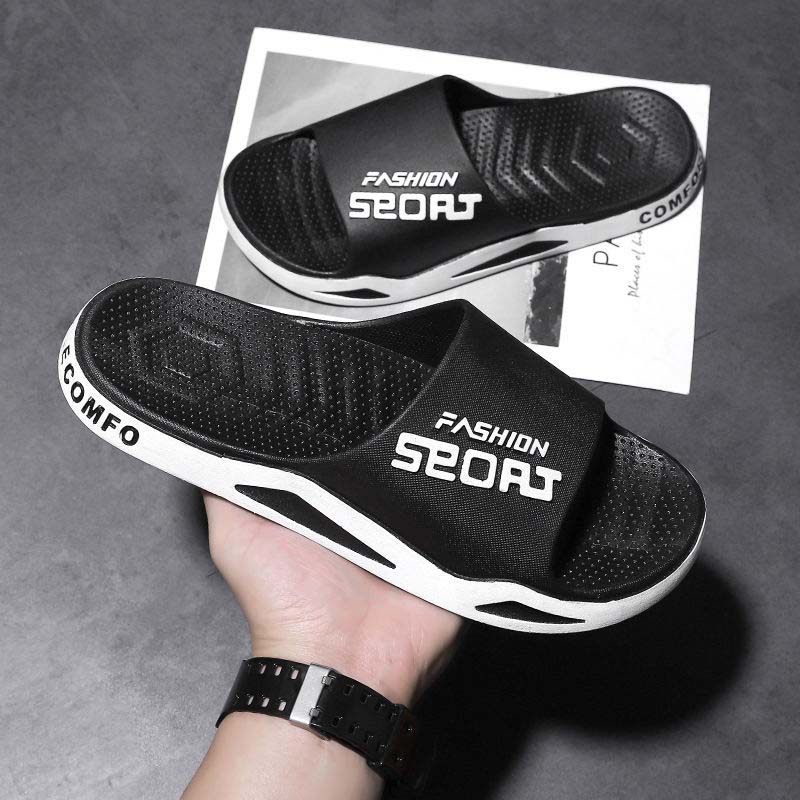 Summer Korean Style Slippers Men's Personality Trend Outer Wear Home Bathroom Non-slip Thick Bottom Wear-resistant Men's Sandals and Slippers