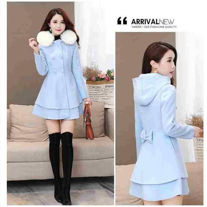 Fashionable Women's Skirt Hem Woolen Coat Waist Mid-length Slim and Thin Small Fragrant Wind Woolen Coat