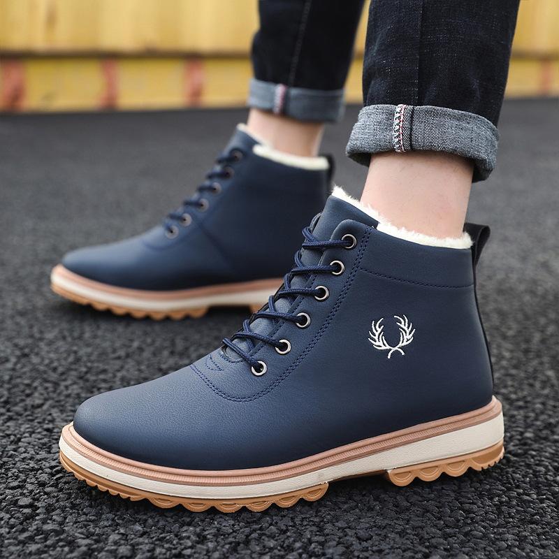 Winter Boots Men's Warm and Velvet High-top Cotton Shoes Leather Boots Men's Thick Snow Boots Short Boots Men