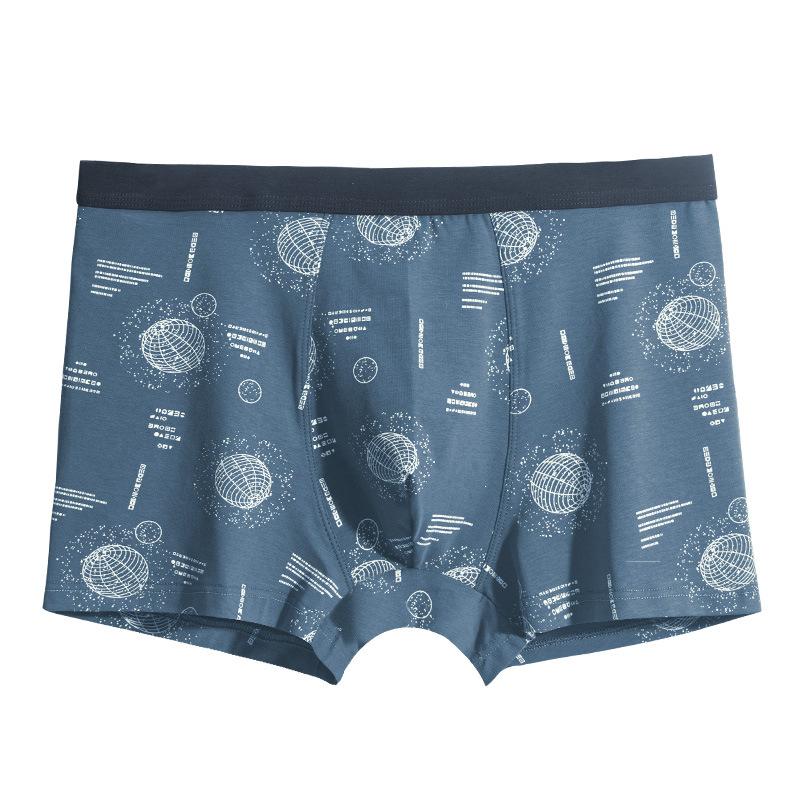 4Pcs/Set Men's Solid Color Printing Boxer Seamless Large Size Cotton Underpants Men's Soft Comfortable Boxer Pants