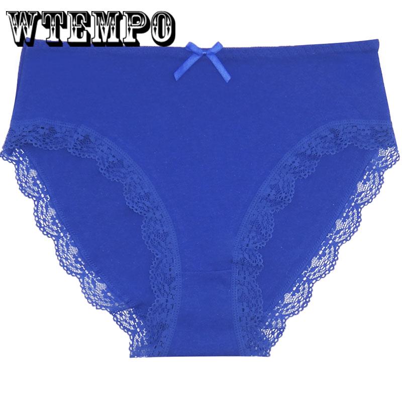 WTEMPO 6 Pcs/Lot  Woman Underwear Briefs Seamless Panties Plus Size Lace Cotton Sexy Antibacterial