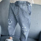 Children's Jeans Boys and Girls' Spring and Autumn Korean Style Casual Pants with Loose Embroidery Denim Pants