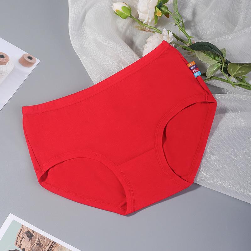 4Pcs/Set Solid Color Large Size Mid Waist Causal Soft Briefs Women's Seamless Cotton Panties