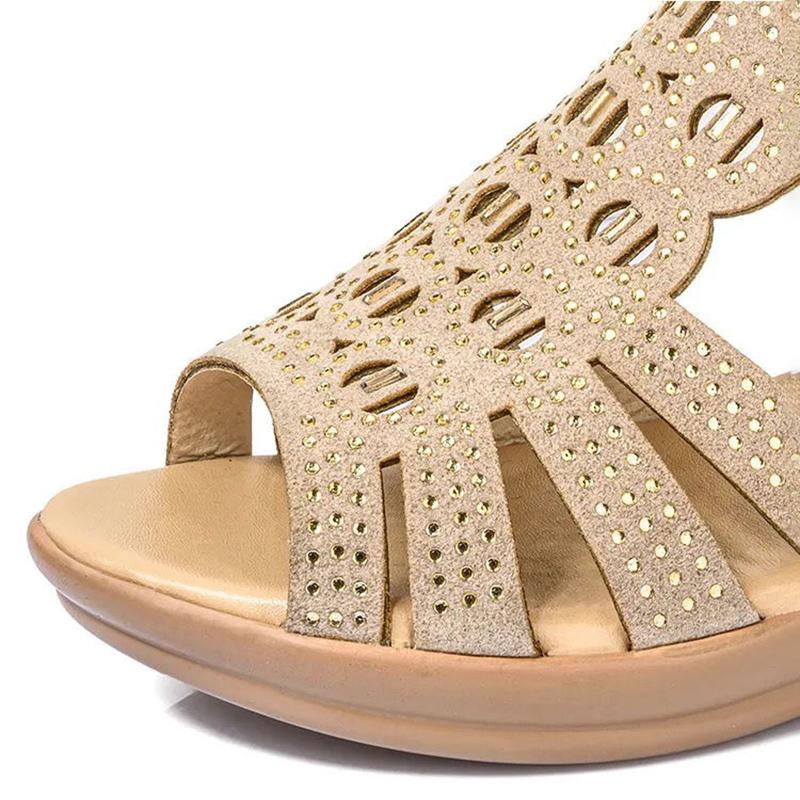 Sandals Women's Summer Slope with Roman Rhinestone Fish Mouth Comfortable Women's Soft-soled Open-toe Sandals Women's High-heeled Sandals