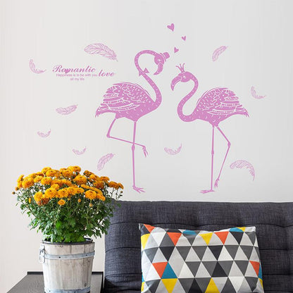 New warm bedroom living room couple flamingo porch wall decoration removable pvc wall stickers