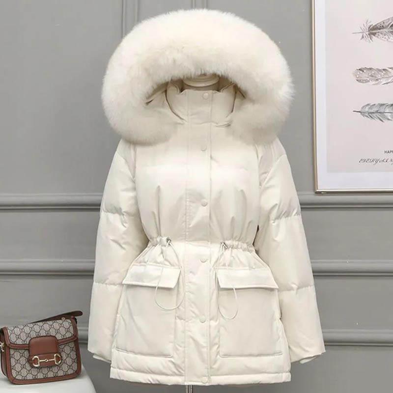 Women's Down Padded Jacket Mid-length Padded Jacket with Large Pockets Thick Padded Jacket Coat Trend