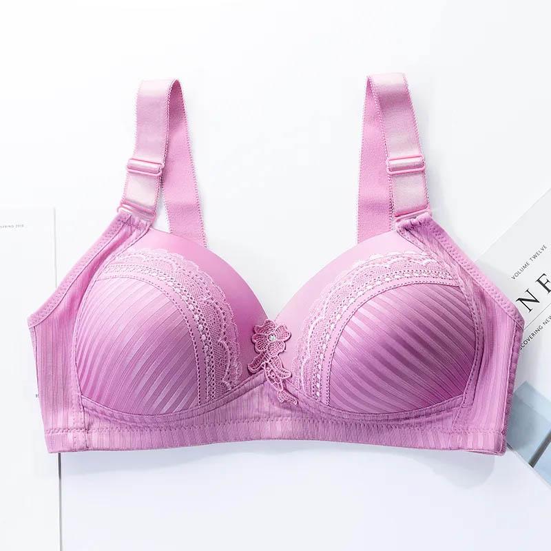 Large Size Thin Section No Steel Ring Gathered Anti-sagging Ladies Underwear Vest Big Breasts Show Small Adjustment Bra