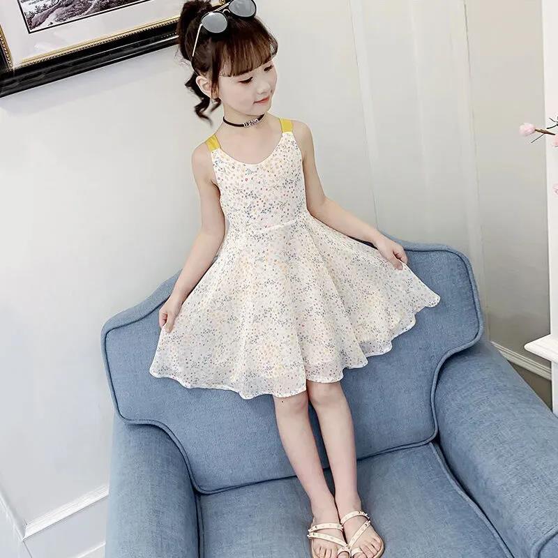 Children Dress Spring Summer Sling Kids Clothing  Baby Girls Clothing Printing Sleeveless Dress Girl