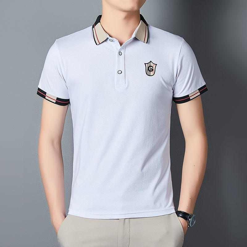 Summer Short-sleeved Polo Shirt Men's Lapel T-shirt Slim Trend Young and Middle-aged Short-sleeved Tops