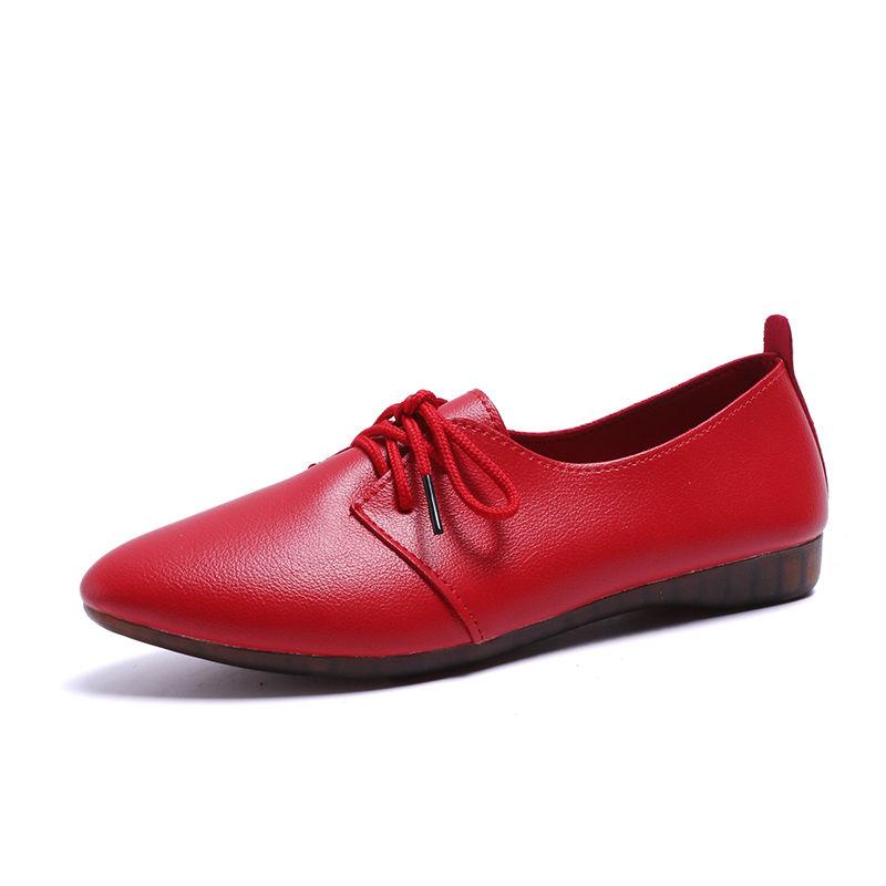 Small Leather Shoes with Tendon Sole Soft Sole Women's Shoes Pointed Toe Shoes Women's Flat Leather Shoes Are Light, Soft and Comfortable