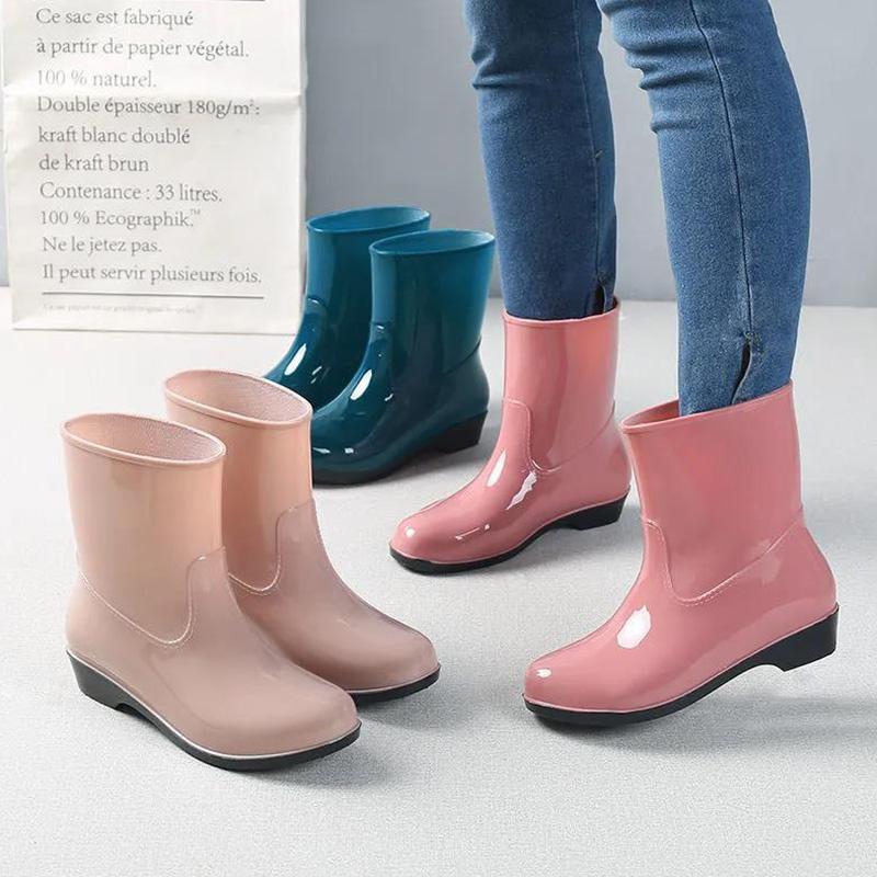 Rain Boots Rain Boots Ladies Adult Fashion Korean Version In The Tube Non-slip Waterproof Shoes Short Tube Boots Rubber Shoe Covers Women