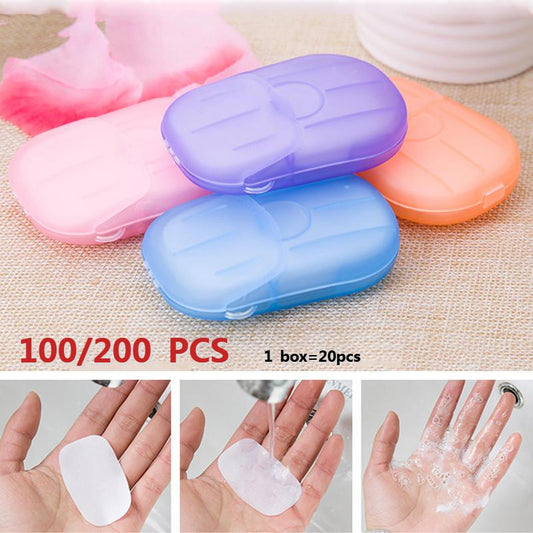 Travel Portable 60/100/200pcs Disposable Boxed Soap Paper Foaming Mini Paper Soap