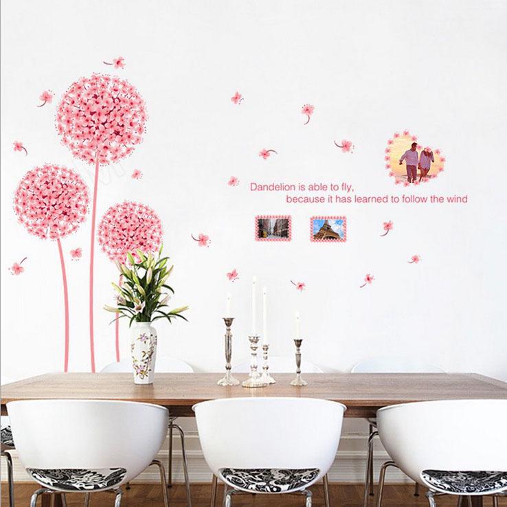 [Pink\Blue\Orange Dandelion] Wall Sticker New romantic love warm wallpaper