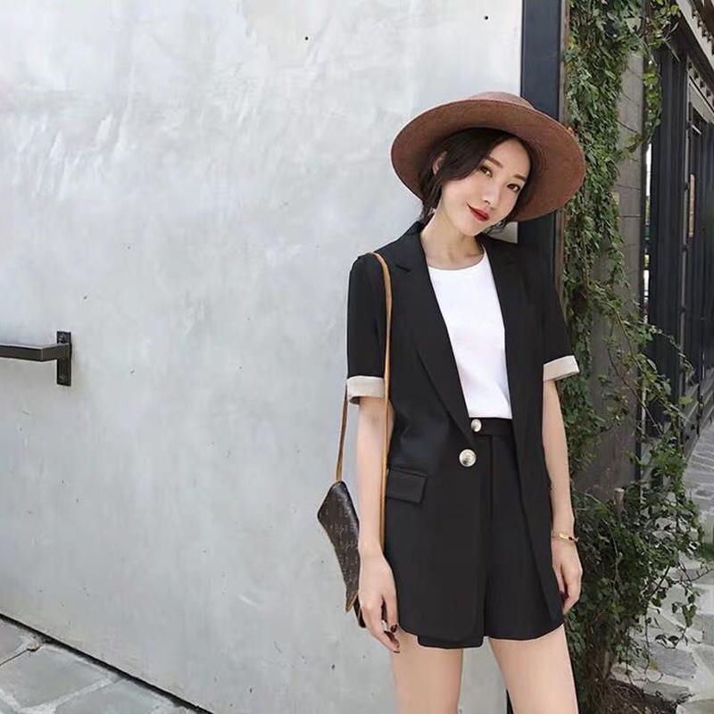 Summer Temperament Short-sleeved Small Suit Jacket Female Shorts Casual Suit Two-piece Suit Casual Suit Suit Elegant Temperament