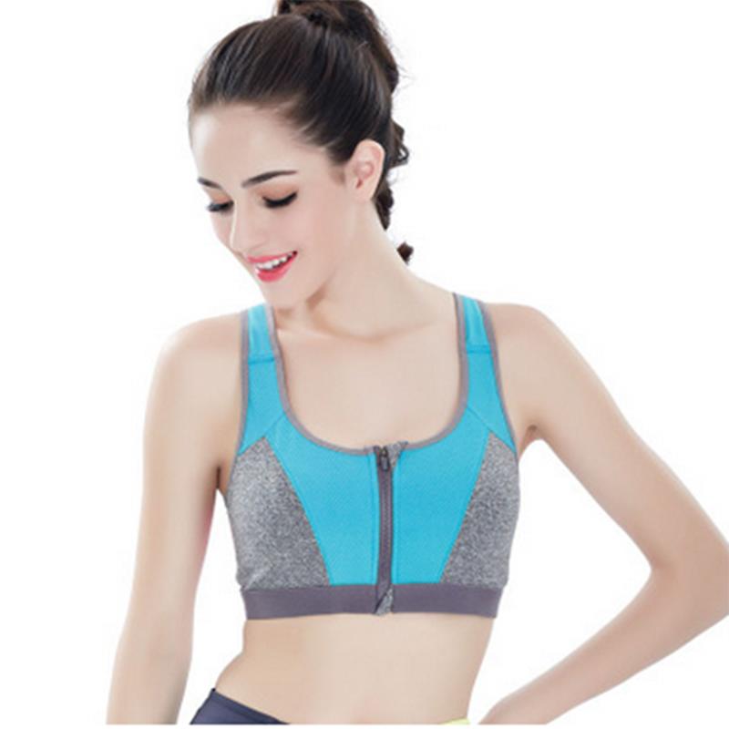 Double-layer Front Zipper Sports Bra Running Yoga Shockproof Gathering Quick-drying Breathable No Rims Fitness Underwear Sports Underwear