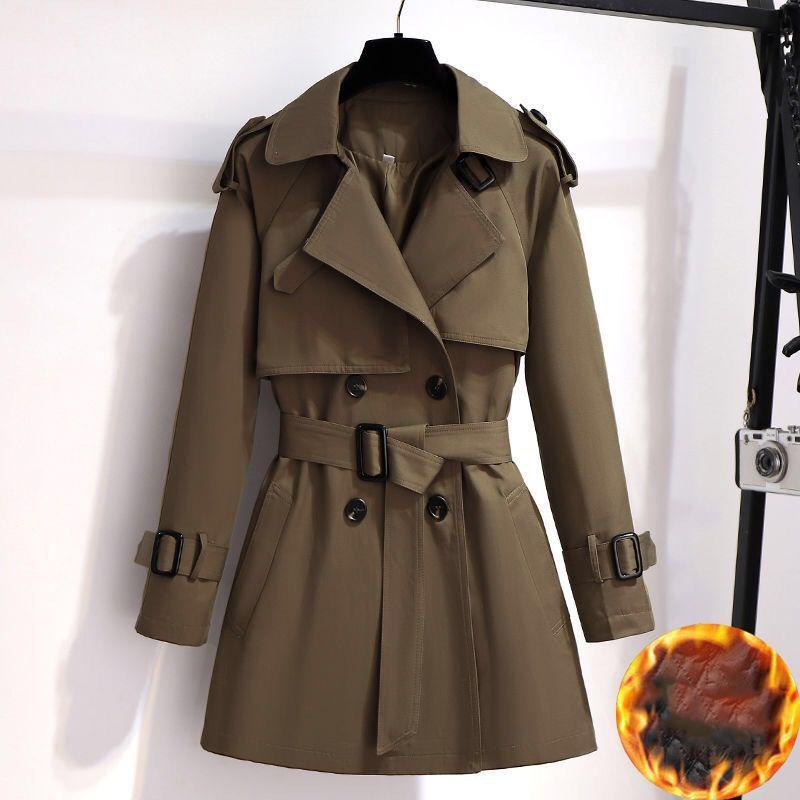 Women's Short Trench Coat Medium and Long Tooling British Style Thin Spring and Autumn Coat Women