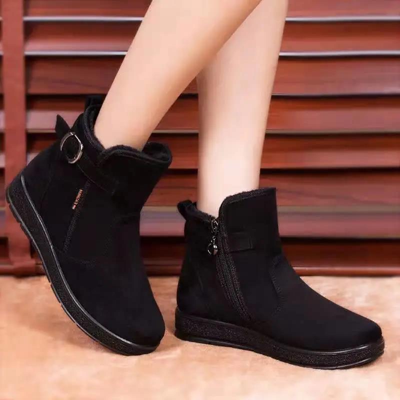 Autumn and Winter Snow Boots Women's Flat Short Boots Non-slip Plus Velvet Warm Thick Cotton Boots