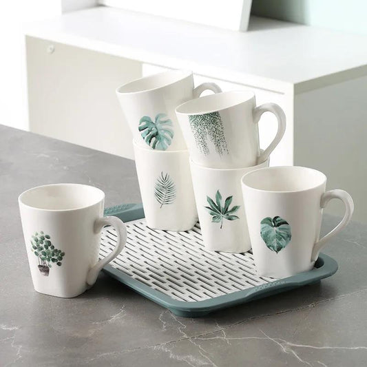 Living Room Drinking Cup Set Simple Mark Cup Household Milk Cup Ceramic Breakfast Cup Family Hospitality Tea Cup