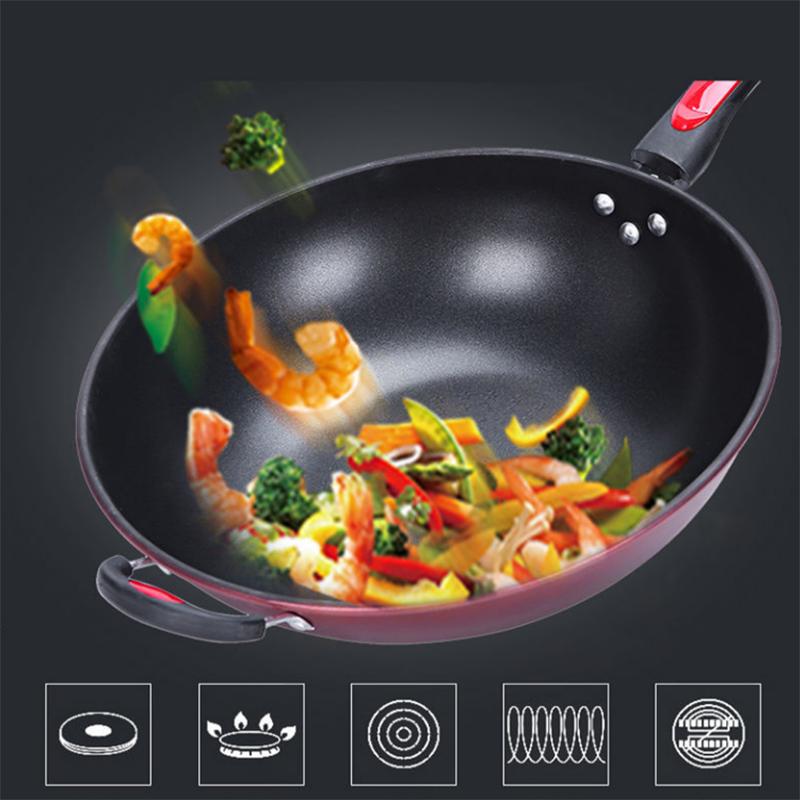 Frying Pan Non-stick Pan No Oil Smoke Pan Household Multi-function Cooking Pot Iron Pot Gas Stove Induction Cooker Universal