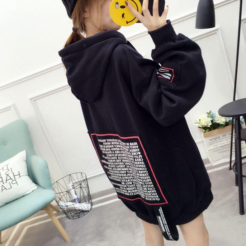 Long sleeve warm hooded Top Autumn winter sweater cotton women Sweatshirt wild large size