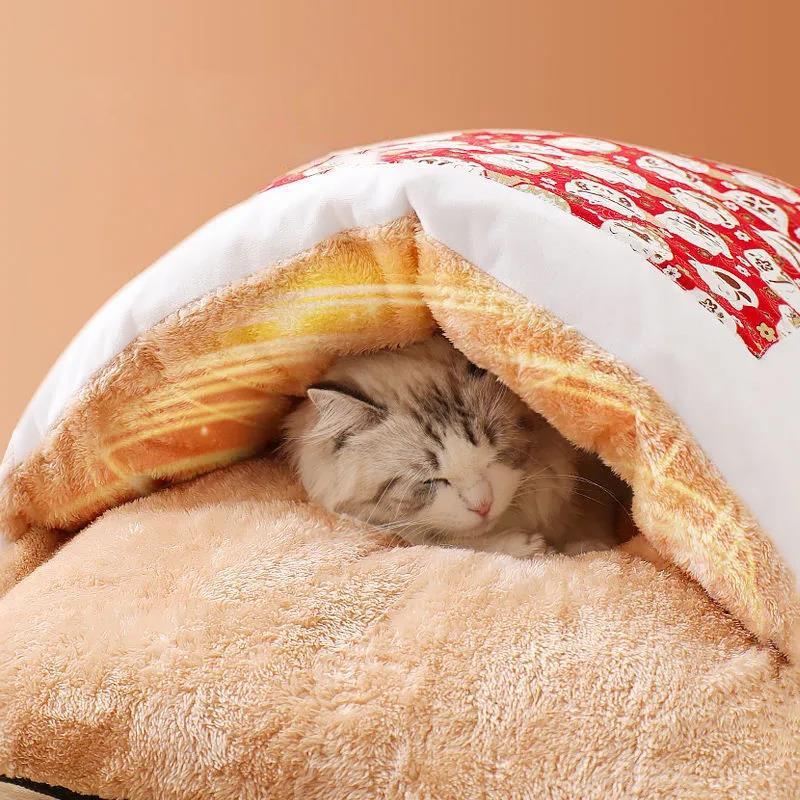 Pet Cat Sleeping Bag Closed Removable and Washable Quilt To Keep Warm In Winter Cashmere Cat Nest Dog Sleeping Place